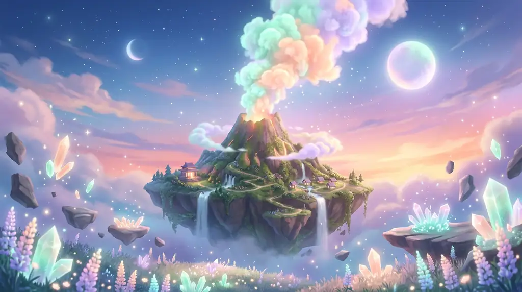 Pastel Volcano Landscape